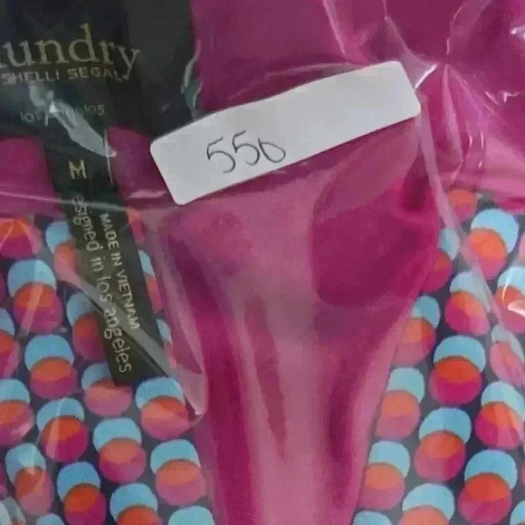 Laundry by Shelli Segal Dress Geometric Cap Sleeve V-Neck Pink Orange Career M - Picture 11 of 11